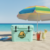 Glacière isotherme portable rotomoulée 20QT à double compartiment avec chariot, moderne, écologique, étanche, pour aliments, avec panneau solaire