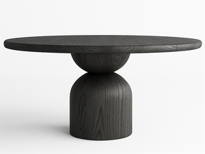 Table de salle à manger ronde en bois avec base géométrique, table de restaurant moderne en <span class=keywords><strong>chêne</strong></span> massif pour café, hôtel, banquet - Product Image 6