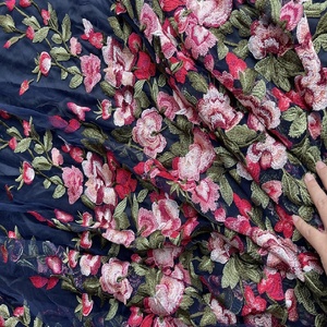 Fiori colorati comodo tessuto ricamato Jacquard pizzo di lusso per abito da sposa gonna <span class=keywords><strong>velo</strong></span> - Product Image 6