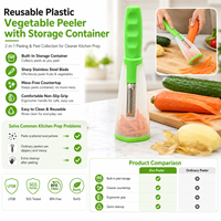Gepersonaliseerde logo groothandel herbruikbare plastic groenteschiller met opbergbak keuken fruit schiltool