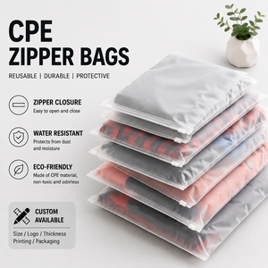 ถุงซิปล็อค CPE ขายส่ง ใช้ซ้ำได้ ทนทาน กันน้ำ เป็นมิตรกับสิ่งแวดล้อม ปรับแต่งได้ พร้อมโลโก้และบรรจุภัณฑ์ตามสั่ง - Product Image 1