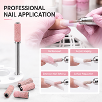 100 pièces de bandes abrasives roses pour ongles, emballage personnalisé en boîte, soin des pieds, manucure, perceuse à ongles électrique, mini bandes abrasives