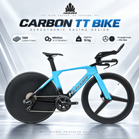 Vélo de triathlon professionnel T800 en fibre de carbone, vélo de course aérodynamique sans fil 2x12 vitesses avec freins à disque et roues en carbone