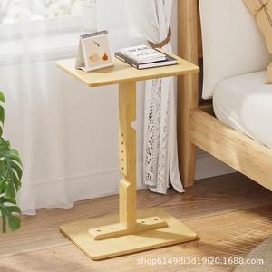 Mesa auxiliar de madera sencilla para sofá, altura ajustable, ideal para uso doméstico, como mesa de noche, mesa para portátil, para sala de estar y mesa de café móvil. - Product Image 1