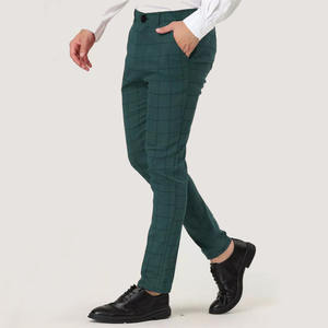 Pantalon de Costume Classique pour Homme, Carreaux Imprimés, Coupe Ajustée, Boutonné sur le Devant, d'Affaires avec Poches - Product Image 3