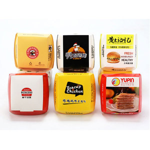 맞춤형 일회용 생분해성 식품 등급 견고한 버거 박스 크라프트지 및 엠보싱 포함 - Product Image 2