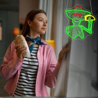 Enseigne néon LED USB à intensité variable motif crâne de propriétaire de restaurant mexicain et de bar à tacos Neonawall pour la décoration de restaurants et bars
