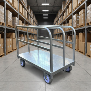 Chariot à plateforme pliable à quatre roues avec 3 barres de maintien latérales en acier OEM - Product Image 3