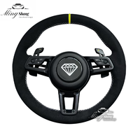 Convient pour Porsche 718 Boxster Cayman Taycan 996 911 981 957 958 991 Volant LED en cuir véritable en fibre de carbone