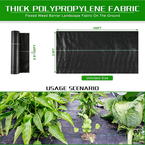 2.6 * 100FT PP PE PET tissé tissu de contrôle des mauvaises herbes haute perméabilité tapis de mauvaises herbes agricoles couverture de <span class=keywords><strong>sol</strong></span> pour lit de fleurs - Product Image 2