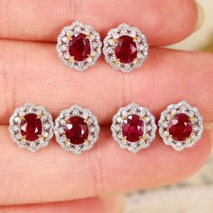 Pendientes Xinfly de Oro Puro 18k Au750 con Rubí Natural de Mozambique de 1.1ct y Diamantes de 0.24ct, Joyería de Moda - Product Image 2