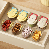 Pot de rangement pour épices empilable en plastique PET, organisateur de cuisine, boîte de rangement transparente pour garde-manger, boîte avec couvercle
