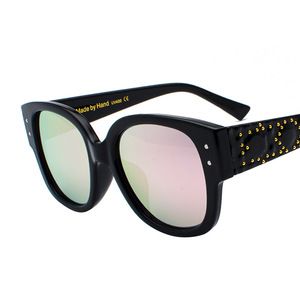 Maidis Women's <b>Large</b> <b>Frame</b> Studded Sunglasses Brown UV400 For Round And Long Faces - Product Image 4
