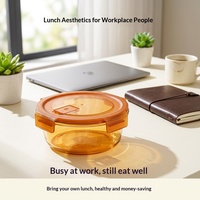 Bernsteinfarbener Borosilikatglas-Lebensmittelbehälter, Mikrowellengeeignet, Hitzebeständige Glas-Lunchbox mit Deckel für Büro, Individuelle Mindestbestellmenge
