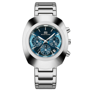 Mens Gold Chronograph Wristwatch Steel <b>Case</b> Multi Function Analog Timepiece Sport Style - Product Image 4