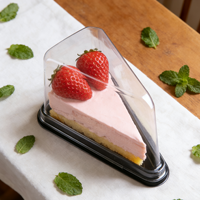 Boîte d'emballage pour mini-gâteaux en plastique PET super transparent avec gaufrage de qualité alimentaire et logo personnalisé pour boulangerie et cheesecake