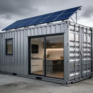 Maison conteneur avec panneaux solaires, design moderne, utilisation pour bureau, forme rectangulaire, solution complète - Product Image 1