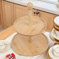 Présentoir à gâteaux et pâtisseries multifonctionnel en bambou à plusieurs niveaux, sur pieds hauts, pour hôtels, banquets, thés de l'après-midi, buffets et fruits