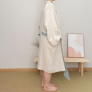 Fabricant de bain pour femmes Oeko Belt Pyjamas Sleepwear Beach Poncho Pjs Wrap Dresses 100% lin Women Linen <span class=keywords><strong>Kimono</strong></span> Robe Extra Large - Product Image 3