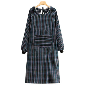 Petit tablier en coton à carreaux, manches longues, poche zippée, réversible, vêtements de travail pour femmes et hommes, usage quotidien, lavable en machine - Product Image 1