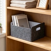 Panier de rangement rectangulaire moderne pliable, durable, facile à nettoyer, en feutre doux, avec poignée, anti-rayures, écologique