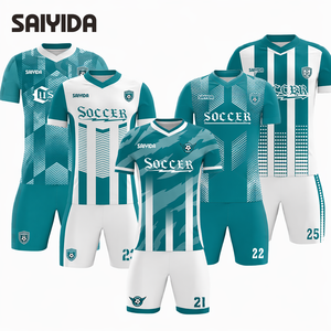 Teal White Sublimated Soccer Kit, Custom Design Football Jersey &amp; Shorts Set, Men's Athletic Team Wear SAIYIDA - Product Image 1