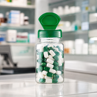 Flacon rond en PET transparent multi-capacités avec étiquette personnalisée, étanche et recyclable, pour le stockage pharmaceutique