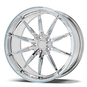 Nouvelles jantes en alliage d'aluminium forgé de 16 à 24 pouces, blanches avec accents rouges, multi-rayons, PCD personnalisé, déport de 25 mm, haute performance, course - Product Image 5