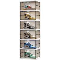 Étagère à chaussures pliable fermée Étagère à chaussures en plastique transparent Organisateur de stockage Couverture anti-poussière Boîtes de rangement pour chaussures Articles divers