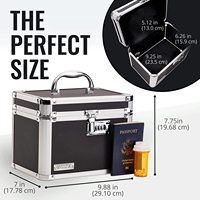 Mallette de rangement en aluminium Boîte portable avec serrure à combinaison Mallette à outils en aluminium Rangement des médicaments Fournitures médicales Argent comptant Noir