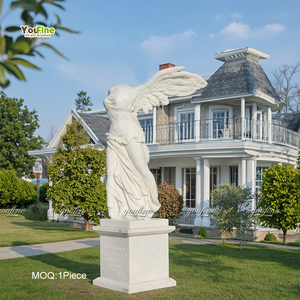 Escultura de Ángel Alado de Mármol Blanco Estilo Europeo, Estatua de Ángel Tallada a Mano para Jardín, Parque, Villa, Diseño Personalizado - Product Image 6