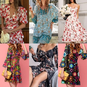 Vendita di liquidazione su abito da <span class=keywords><strong>donna</strong></span> Vintage stampato di fascia alta <span class=keywords><strong>abbigliamento</strong></span> Sexy all'ingrosso misto e abbinato a basso prezzo - Product Image 1