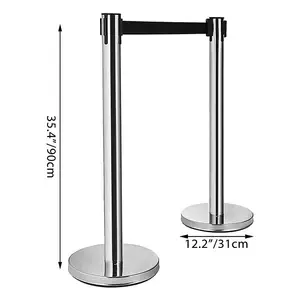 Stanchion Garis Penghalang Sabuk Baja Tahan Karat Dipoles