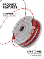 Bobine et fil de rechange pour débroussailleuse 5139371909, tête de coupe double à alimentation automatique FLY021, 36FT/11M 1.5mm pour Flymo Contour Mini Trim