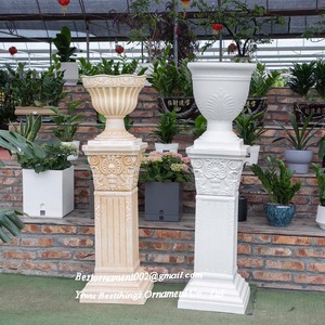 Columna de pilar de plástico decorativo para jardín al aire libre de estilo romano blanco para maceta de florero - Product Image 1