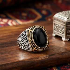 Square Shape Ottoman <b>Ring</b> Onyx Gemstone Authentic <b>Men</b> <b>Ring</b> Turkish Wholesale Handmade 925 Sterling <b>Silver</b> - Product Image 3
