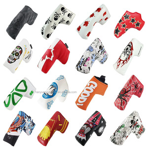 Funda para palo de golf en stock, de cuero PU premium, con bordado y estampado de animales de peluche, para putter tipo blade y mallet. - Product Image 3