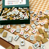Ubin Mahjong Tema Cina Mewah Warna Kuning Muda Berlapis Ganda 2 Lapisan Ubin Mahjong Amerika dengan Alas Mingguan untuk Klub Mah Jong