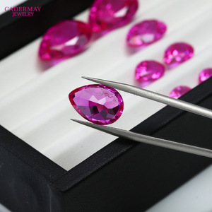 Cadermay Synthetic Rose Red Ruby Pear Cut Loose Gemstone For Jewelry Making - Product Image 3
