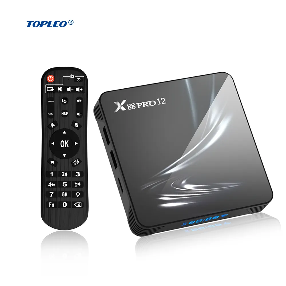 Topleo Android 12.0 with wifi internet tv box X88 PRO 12 RK3318 1gb ram 8gb smart box tv