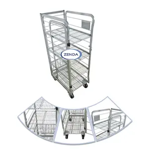 Factory Direct Sale 250kg Four-Wheel Warehouse Storage Cage Stacking Pallet Milk Dairy Trolleys