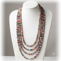 Perles Rondelles en Pierre Naturelle Colorée, Tourmaline Rose, Turquoise, Perles de Rocaille pour la Fabrication de Bijoux DIY, Colliers et Bracelets