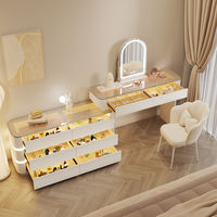 Coiffeuse en Bois Massif, Sensation Premium, Style Moderne Minimaliste, Nouveauté 2025, Commode à Tiroirs Intégrée, Meuble de Rangement, Miroir de Maquillage