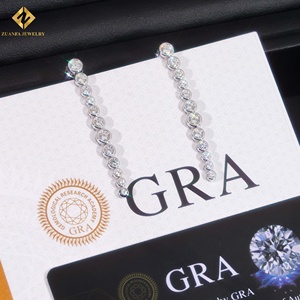 Fine Jewelry GRA Certificate 925 Sterling <b>Silver</b> Gradual Bezel Setting Fashion Moissanite <b>Dangle</b> <b>Earrings</b> - Product Image 5