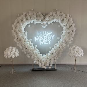 Arche de fleurs en forme de cœur pour mariage Y-HFA147, arche de fleurs artificielle de luxe en soie pour décoration d'événements - Product Image 1