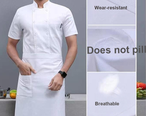 Veste <span class=keywords><strong>de</strong></span> <span class=keywords><strong>chef</strong></span> unisexe à manches courtes noire avec un design à double boutonnage, uniforme <span class=keywords><strong>de</strong></span> travail respirant pour la cuisine et les restaurants - Product Image 4