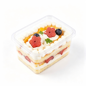 Boîte de conservation pratique en plastique PS transparent, de qualité alimentaire, avec couvercle de fermeture, pour gâteau à étages, mousse, tiramisu, biscuits, desserts - Product Image 1