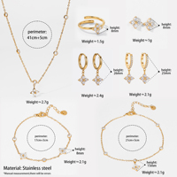 CLIORO Ensemble de bijoux élégant et délicat en zircon cubique trèfle à quatre feuilles, hypoallergénique, anti-ternissement, étanche, pour femme