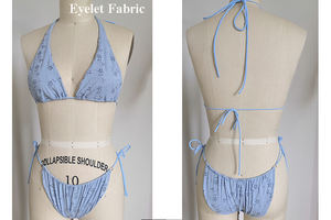 Ins Popular Eyelet Fabric <strong>Swimsuit</strong> Custom Built-in Supportive <strong>Underwire</strong> Swimwear Bikini for Women - Product Image 6