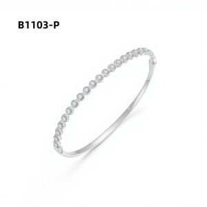 เอมี่ เอมี่ แฟชั่น แบงเกิล B1103 สร้อยข้อมือเทนนิสประดับเพทายชุบเงินของขวัญเครื่องประดับคลาสสิกสำหรับผู้หญิง - Product Image 1